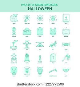 25 Green Halloween Icon set