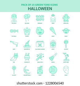 25 Green Halloween Icon set
