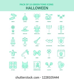 25 Green Halloween Icon set