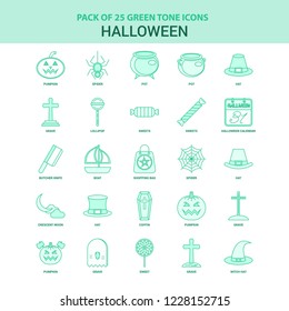 25 Green Halloween Icon set