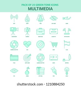 25 Green Multimedia  Icon set