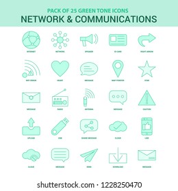 25 Green Network and Communication Icon set