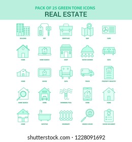25 Green Real Estate Icon set