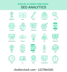 25 Green SEO Analytics Icon set