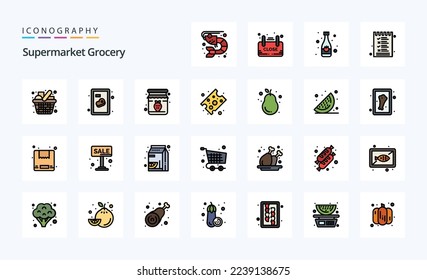 25 Grocery Line Filled Style icon pack