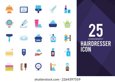 25 Hairdresser Flat icon pack. vector illustration.