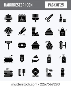 25 Hairdresser Glyph icon pack. vector illustration.