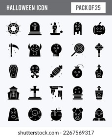 25 Halloween Glyph icon pack. vector illustration.