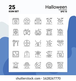 25 Halloween Icon Set. 100% Editable EPS 10 Files. Business Logo Concept Ideas Line icon design