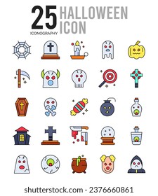 25 Halloween. Two Color icons Pack. vector illustration.