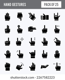 25 Hand Gestures Glyph icon pack. vector illustration.