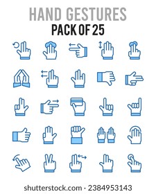 25 Hand Gestures. icons Pack. vector illustration.
