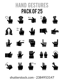 25 Hand Gestures. icons Pack. vector illustration.