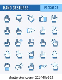 25 Hand Gestures. Two Color icons Pack. vector illustration.