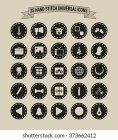 25 Hand Stitch Border Vintage background Universal icon set