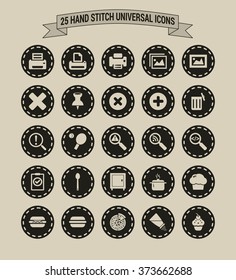 25 Hand Stitch Border Vintage background Universal icon set