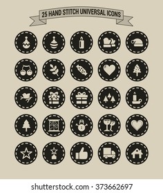 25 Hand Stitch Border Vintage background Universal icon set