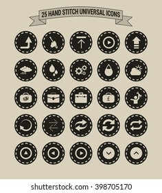 25 Hand Stitch Border Vintage background Universal icon set
