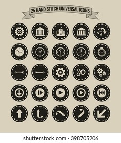 25 Hand Stitch Border Vintage background Universal icon set