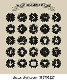 25 Hand Stitch Border Vintage background Universal icon set