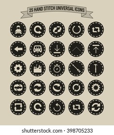 25 Hand Stitch Border Vintage background Universal icon set