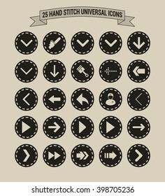 25 Hand Stitch Border Vintage background Universal icon set
