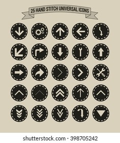 25 Hand Stitch Border Vintage background Universal icon set