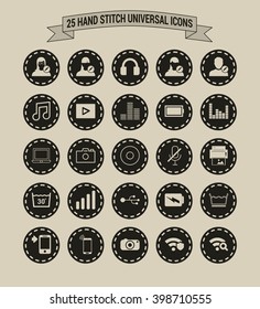 25 Hand Stitch Border Vintage background Universal icon set
