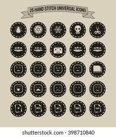 25 Hand Stitch Border Vintage background Universal icon set
