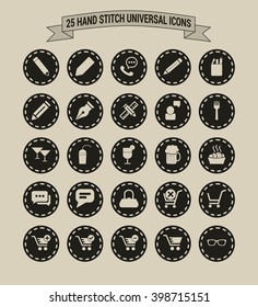 25 Hand Stitch Border Vintage background Universal icon set
