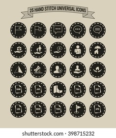 25 Hand Stitch Border Vintage background Universal icon set
