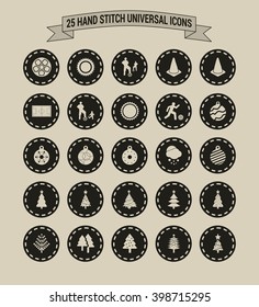 25 Hand Stitch Border Vintage background Universal icon set
