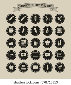 25 Hand Stitch Border Vintage background Universal icon set
