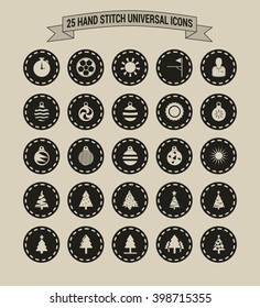 25 Hand Stitch Border Vintage background Universal icon set
