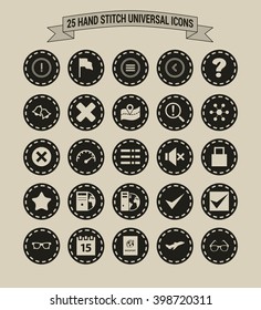 25 Hand Stitch Border Vintage background Universal icon set
