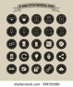 25 Hand Stitch Border Vintage background Universal icon set
