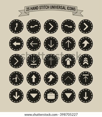 25 Hand Stitch Border Vintage background Universal icon set