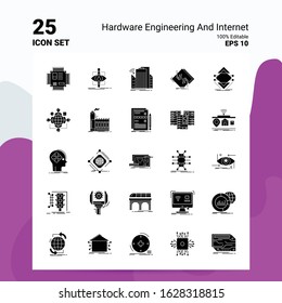 25 Hardware Engineering And Internet Icon Set. 100% Editable EPS 10 Files. Business Logo Concept Ideas Solid Glyph icon design