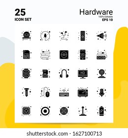25 Hardware Icon Set. 100% Editable EPS 10 Files. Business Logo Concept Ideas Solid Glyph icon design