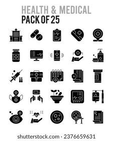 25 Health And Medical Outline icons Pack vector illustration.