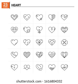 25 Heart icon set. vector background