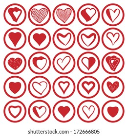 25 heart icons vectors set.