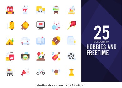 25 Hobbies and Freetime Two Color icons pack. vector illustration.