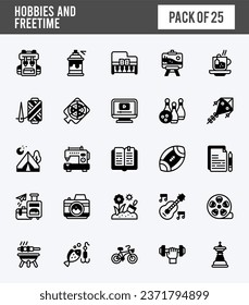 25 Hobbies and Freetime Two Color icons pack. vector illustration.