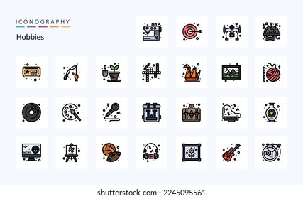 25 Hobbies Line Filled Style icon pack