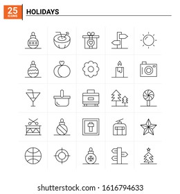 25 Holidays icon set. vector background