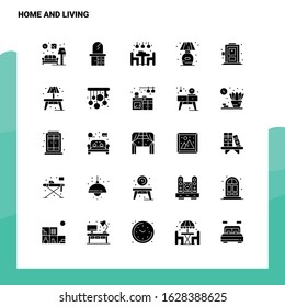 25 Home And Living Icon set. Solid Glyph Icon Vector Illustration Template For Web and Mobile. Ideas for business company.