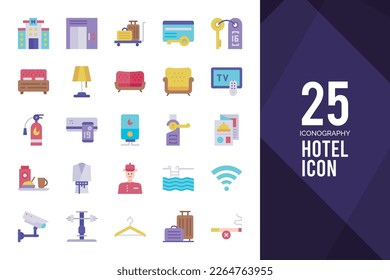 25 Hotel Flat icon pack. vector illustration.