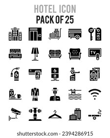 25 Hotel. Icons Pack. Vektorgrafik.