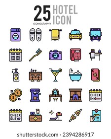 25 Hotel. icons Pack. vector illustration.